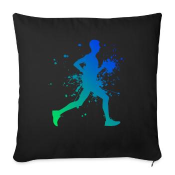 Jogging Cross Country Course à pied Laufen Joggen - Housse de coussin décorative 45 x 45 cm - noir - Devant