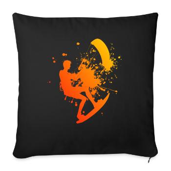 Kitesurfing Women Kitesurf Kitesurfing Kitesurfer - Sofa pillowcase 17,3'' x 17,3'' (45 x 45 cm) - black - Front