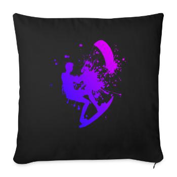 Kitesurf Kitesurf Cerf-volant Femmes Hommes Kitesurf - Housse de coussin décorative 45 x 45 cm - noir - Devant