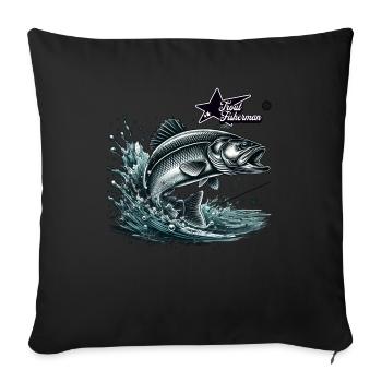 Pêcheur de truite - Housse de coussin décorative 45 x 45 cm - noir - Devant
