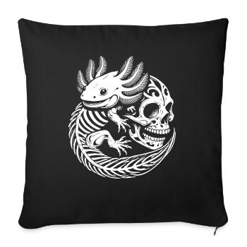 Axolotl et crâne - Housse de coussin décorative 45 x 45 cm - noir - Devant