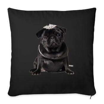Mops schwarz - Sofakissenbezug 45 x 45 cm - Schwarz - Vorne
