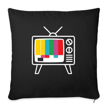 Motif de test Modèle rétro TV - Housse de coussin décorative 45 x 45 cm - noir - Devant