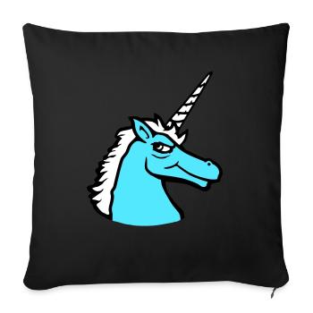 Licorne Cool Guy Sourire Maléfique Cheval de dessin animé - Housse de coussin décorative 45 x 45 cm - noir - Devant