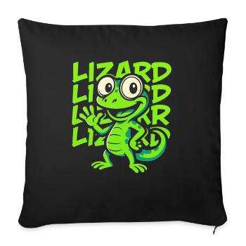 Funny Cartoon Gecko – Green Reptile Trend - Sofa pillowcase 17,3'' x 17,3'' (45 x 45 cm) - black - Front