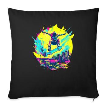 Neon Skater – Ride or Die Graffiti Style - Sofa pillowcase 17,3'' x 17,3'' (45 x 45 cm) - black - Front
