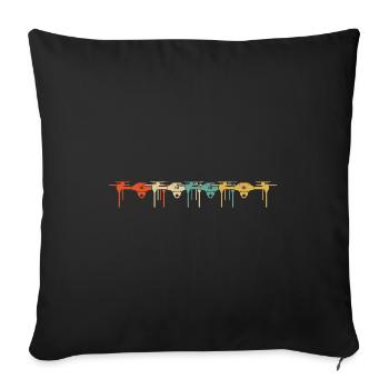 Retro Graphic Drone Flying Quadcopter Pilot RC Dro - Sofa pillowcase 17,3'' x 17,3'' (45 x 45 cm) - black - Front
