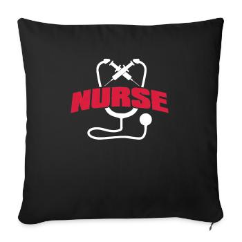 Nurse with syringe and stethoscope - Sofa pillowcase 17,3'' x 17,3'' (45 x 45 cm) - black - Front