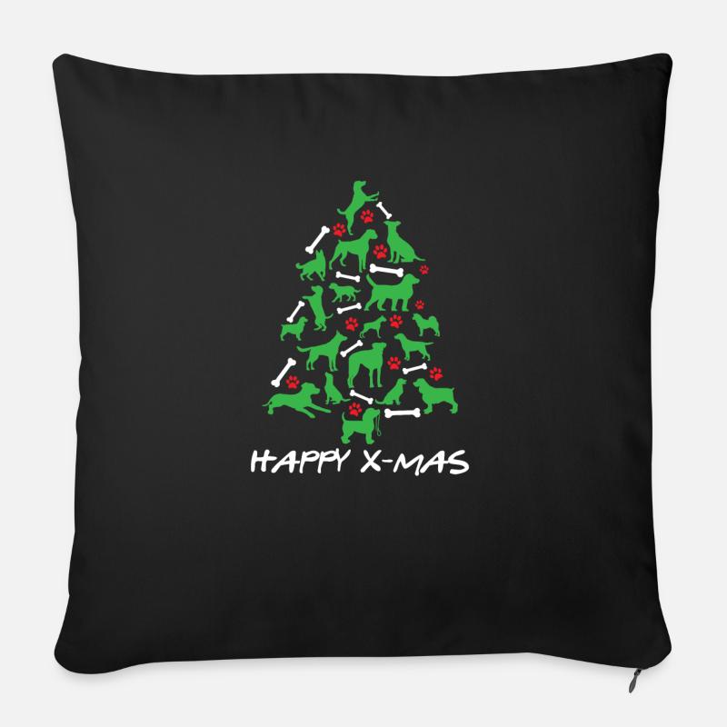 Joyeux Noël chien arbre de Noël - Housse de coussin décorative 45 x 45 cm - noir