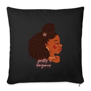 jolie et dangereuse femme noire avec afro - Housse de coussin décorative 45 x 45 cm - noir - Devant