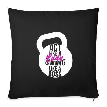 Kettlebell Frau Lady Kugelhantel Fitness Geschenk - Sofakissenbezug 45 x 45 cm - Schwarz - Vorne
