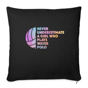 01594 water-polo fille ballon de plage swaswimmers swimm - Housse de coussin décorative 45 x 45 cm - noir - Devant