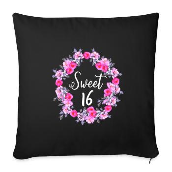 Cadeaux Sweet Sixteen Girl Teeny Teens Roses - Housse de coussin décorative 45 x 45 cm - noir - Devant