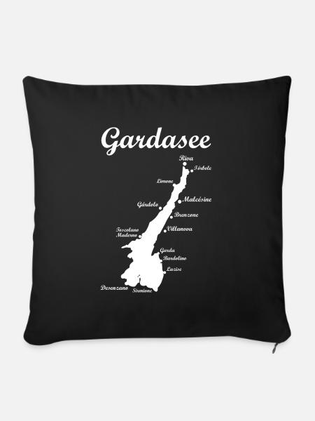 Gardasee Urlaub Sommer Geschenkidee - Sofakissenbezug 45 x 45 cm - Schwarz
