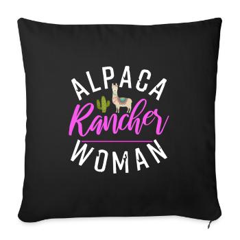 Alpaca Rancher Woman | Llama Lover Fan - Sofa pillowcase 17,3'' x 17,3'' (45 x 45 cm) - black - Front