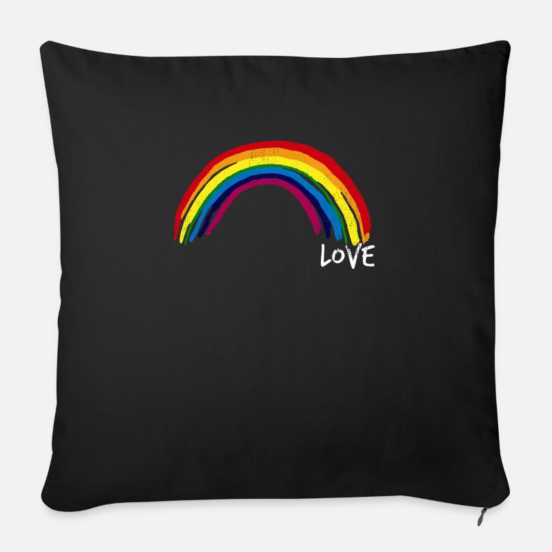 Love Rainbow - Regenbogen Liebe - Sofakissenbezug 45 x 45 cm - Schwarz