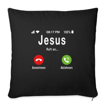 Jesus gets phone call funny God call - Sofa pillowcase 17,3'' x 17,3'' (45 x 45 cm) - black - Front