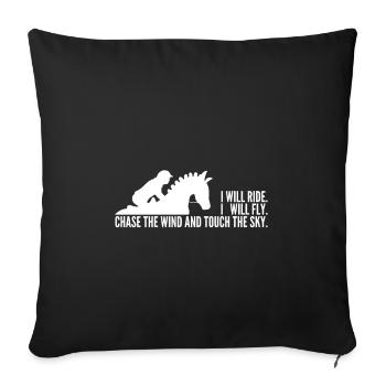 Équitation voler ciel cavalier cheval amour - Housse de coussin décorative 45 x 45 cm - noir - Devant