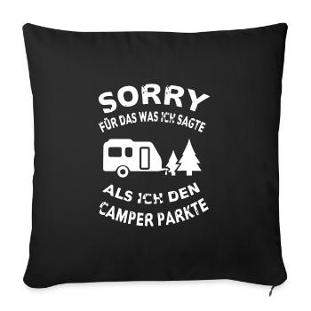 Camper Parken Campen Camping Wald Wohnwagen Baum - Sofa pillowcase 17,3'' x 17,3'' (45 x 45 cm) - black - Front