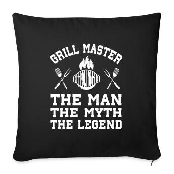 Grill Master Man Myth Legend GrillIng Bbq Season - Sofa pillowcase 17,3'' x 17,3'' (45 x 45 cm) - black - Front