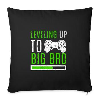 Großer Bruder Level Up Brüder Familie Neugeborenes - Sofakissenbezug 45 x 45 cm - Schwarz - Vorne