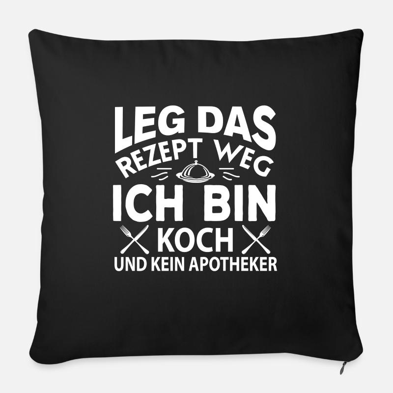 Rezept Kochen Spruch Küche Essen Chefkoch Lustig - Sofakissenbezug 45 x 45 cm - Schwarz