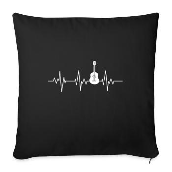 Guitar ECG heartbeat symbol passion de la guitare - Housse de coussin décorative 45 x 45 cm - noir - Devant