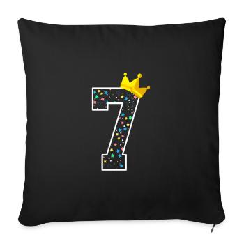 Seven seventh birthday crown children's birthday - Sofa pillowcase 17,3'' x 17,3'' (45 x 45 cm) - black - Front