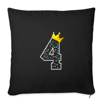 4e anniversaire Quatre quatrième anniversaire d’enfant Couronne - Housse de coussin décorative 45 x 45 cm - noir - Devant