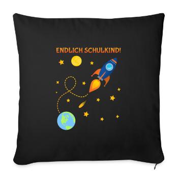 Schoolchildren Children Back to school Beginning of school 1 class - Sofa pillowcase 17,3'' x 17,3'' (45 x 45 cm) - black - Front