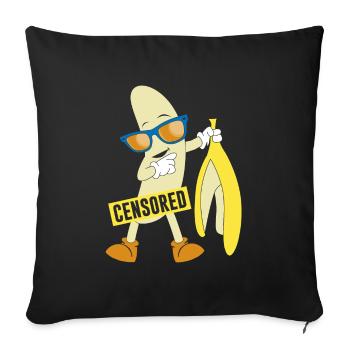 Zensierte nackte Banane - Sofakissenbezug 45 x 45 cm - Schwarz - Vorne