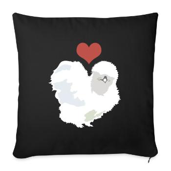 Silkie chicken chicken hen backyard farmer - Sofa pillowcase 17,3'' x 17,3'' (45 x 45 cm) - black - Front
