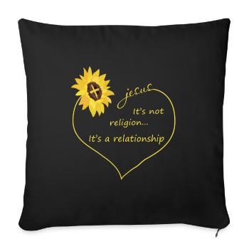 Ce n'est pas une religion c'est une relation tournesol - Housse de coussin décorative 45 x 45 cm - noir - Devant