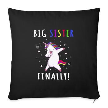 Grande soeur enfin chemise de licorne - Licorne - Housse de coussin décorative 45 x 45 cm - noir - Devant