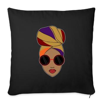 Style de coiffure femme afro noire - Housse de coussin décorative 45 x 45 cm - noir - Devant