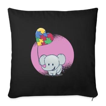 Baby Elefant Ballon Puzzle - Sofakissenbezug 45 x 45 cm - Schwarz - Vorne