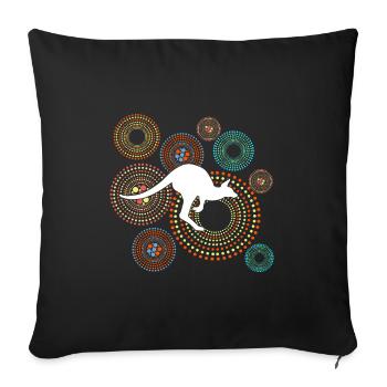 Kangaroo Aboriginal dot art style - Sofa pillowcase 17,3'' x 17,3'' (45 x 45 cm) - black - Front