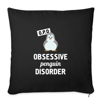 Trouble obsessionnel du pingouin T-shirt drôle de pingouin - Housse de coussin décorative 45 x 45 cm - noir - Devant
