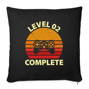 Level 2 Complete Vintage Tee Celebrate 2nd Wed - Housse de coussin décorative 45 x 45 cm - noir - Devant