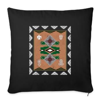 Style de tapis Navajo amérindien - Housse de coussin décorative 45 x 45 cm - noir - Devant