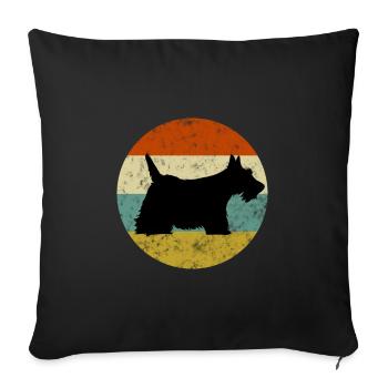 Chemise Scottish Terrier - Vintage Retro Scottie Dog - Housse de coussin décorative 45 x 45 cm - noir - Devant