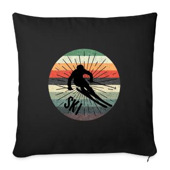 Ski Retro Skiing Mountain Winter Gift Tee - Sofa pillowcase 17,3'' x 17,3'' (45 x 45 cm) - black - Front