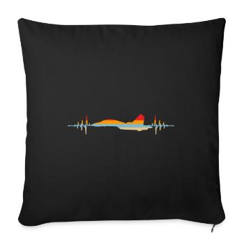 Chemise de pilote d’avion Pilote Heartbeat Flying - Housse de coussin décorative 45 x 45 cm - noir - Devant