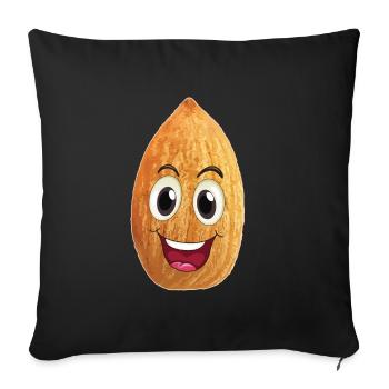 Lächelnde Mandelnuss - Sofakissenbezug 45 x 45 cm - Schwarz - Vorne