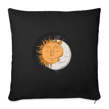 Lune et soleil - Housse de coussin décorative 45 x 45 cm - noir - Devant