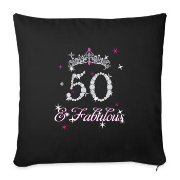 T-shirt du 50e anniversaire. Cinquante et fabuleux tee-cadeau - Housse de coussin décorative 45 x 45 cm - noir - Devant