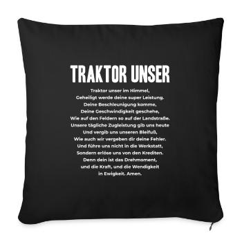 Trecker Geschenk Traktor Unser Landwirt Bauern - Sofakissenbezug 45 x 45 cm - Schwarz - Vorne