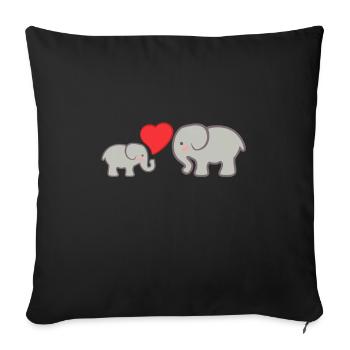 Baby And Prent Elephant With Heart - Sofa pillowcase 17,3'' x 17,3'' (45 x 45 cm) - black - Front