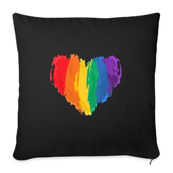 Coeur d'amour aquarelle LGBTQ - Housse de coussin décorative 45 x 45 cm - noir - Devant