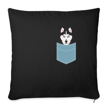 Chien Husky Sibérien Husky - Housse de coussin décorative 45 x 45 cm - noir - Devant